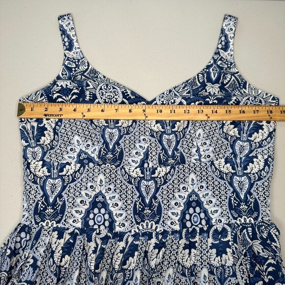 Vintage Talbots Pure Silk Dress Size 10 Blue Floral Paisley Fit Flare - Picture 6 of 13